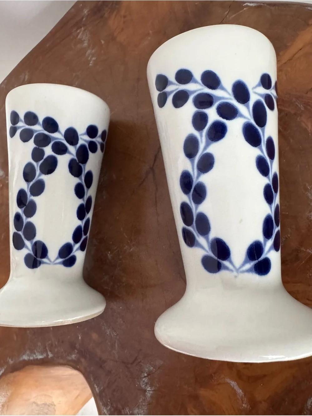 Clase Azul Set of 2 White & Blue Hand Painted Ceramic Snifter Shot Glasses